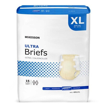 Mckesson Heavy Absorbency Incontinence Brief, X-Large, 15PK BRULXL